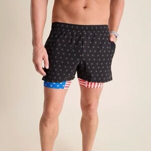 Chubbies The Danger Zone Patriotic American Flag Swim Shorts Stars Black XL